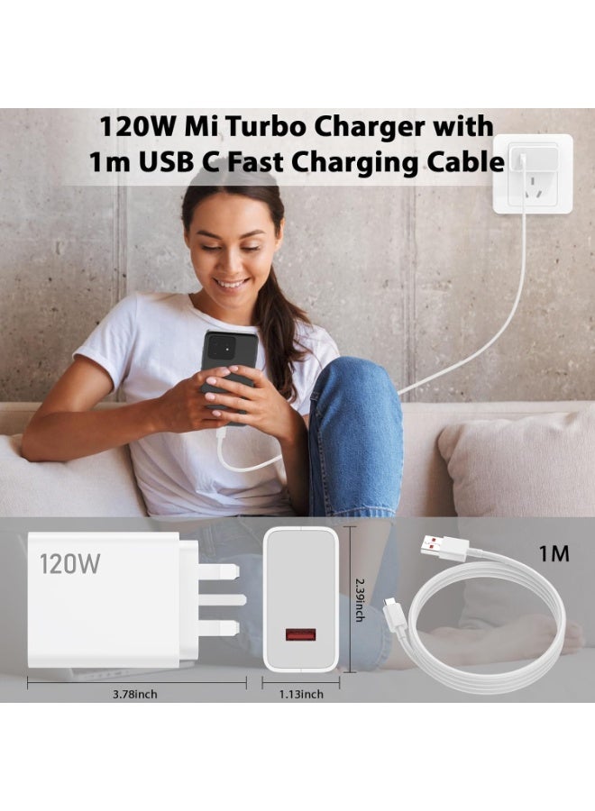 120W Fast UK Wall Charger and 3A/1M 120W Charge Cable for Xiaomi, USB C Cable, Fast Charging for Xiaomi 17 15 14 Ultra 14T 13T Pro 13 12T 12 Pro 11T 11 Lite /Redmi Note 15 14 13 12 11 10 9Pro /Redmi Note K90 K80 K70 K60 K50 K40 Pro/POCO X8 X7 X6 X5 X7 X4 Gt F8 F7 F6 F5 F4 F3 Gt - Image 3